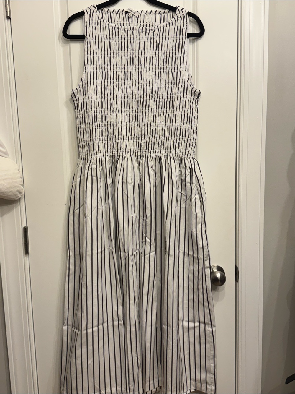 Women’s Madewell White Striped Smocked Maxi Dress - Picture 3 of 6
